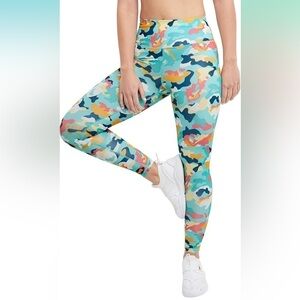 Champion Absolute 7/8 Graphic Compression Leggings Teal Camo Size Medium